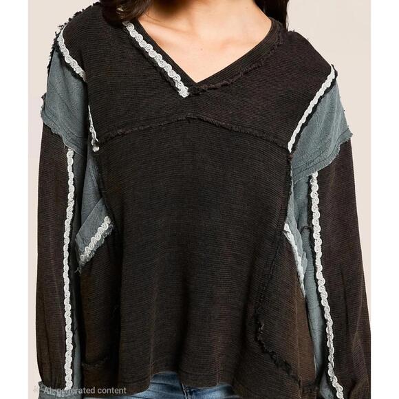 POL Raw Edge Ribbed Pullover - Picture 3 of 8